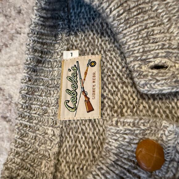 Men's VTG 90's Cabela's Wool Leather Elbow Patch Hunting Shooting Sweater Sz L - Picture 3 of 7